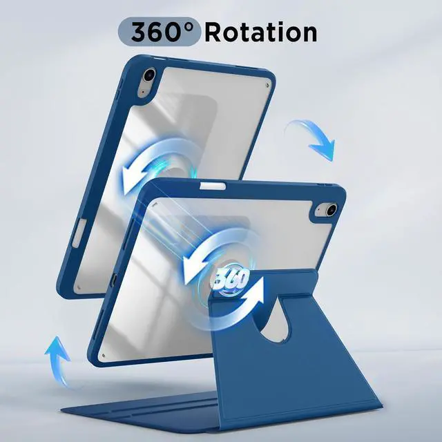 Alt view image 3 of 7 - CACOE 360 Rotating Case for iPad (A16) 11th/10th Generation with Pencil Holder 2025/2022 11/10.9 inch, Shockproof Cover for iPad 11/10 Gen with Stand Function, Sky Blue