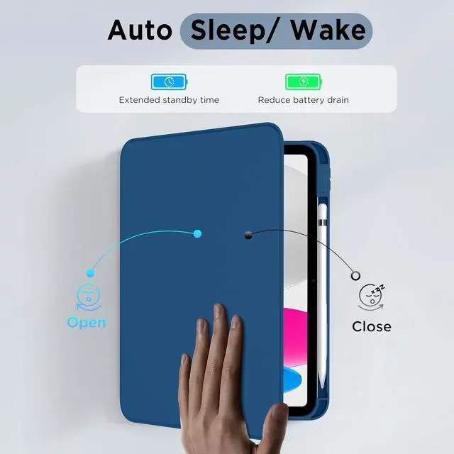 Alt view image 4 of 7 - CACOE 360 Rotating Case for iPad (A16) 11th/10th Generation with Pencil Holder 2025/2022 11/10.9 inch, Shockproof Cover for iPad 11/10 Gen with Stand Function, Sky Blue