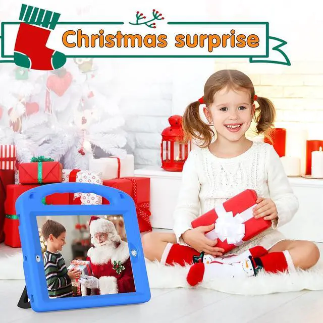 Alt view image 7 of 7 - Kids Case for iPad 9th/8th/7th Generation (10.2 Inch, 2021/2020/2019 Release), with Built-in Screen Protector and Kickstand, Shockproof Lightweight Handle Cover for i Pad 9/8/7 Gen, Blue