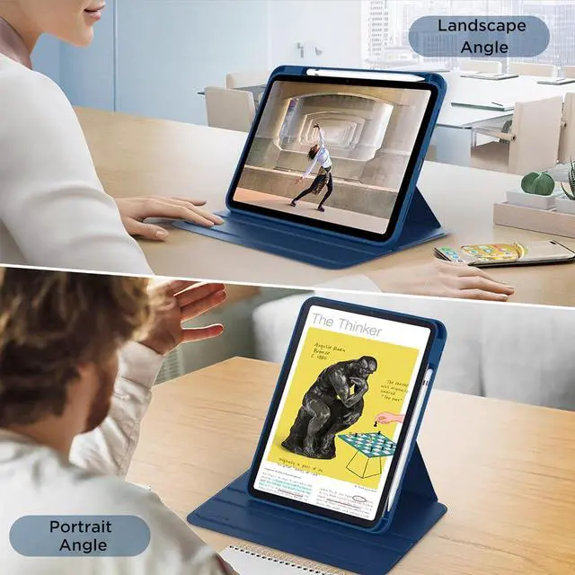 Alt view image 6 of 7 - CACOE 360 Rotating Case for iPad (A16) 11th/10th Generation with Pencil Holder 2025/2022 11/10.9 inch, Shockproof Cover for iPad 11/10 Gen with Stand Function, Sky Blue