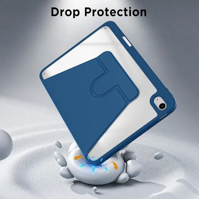 Alt view image 5 of 7 - CACOE 360 Rotating Case for iPad (A16) 11th/10th Generation with Pencil Holder 2025/2022 11/10.9 inch, Shockproof Cover for iPad 11/10 Gen with Stand Function, Sky Blue