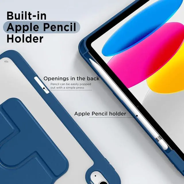 Alt view image 7 of 7 - CACOE 360 Rotating Case for iPad (A16) 11th/10th Generation with Pencil Holder 2025/2022 11/10.9 inch, Shockproof Cover for iPad 11/10 Gen with Stand Function, Sky Blue