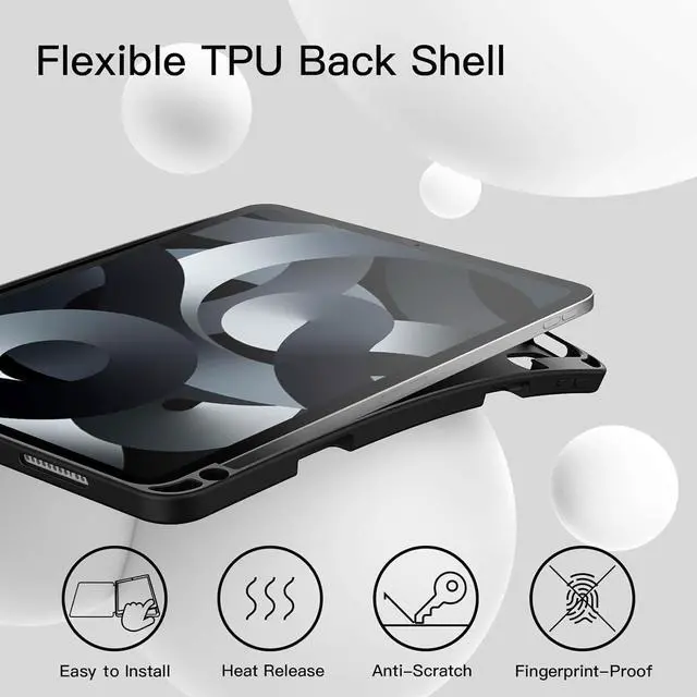 Alt view image 3 of 7 - JETech Case for iPad Air 11-Inch M3/M2 (2025/2024), iPad Air 5/4 (2022/2020 5th/4th Generation 10.9-Inch) with Pencil Holder, Slim Tablet Cover with Soft TPU Back, Auto Wake/Sleep (Black)