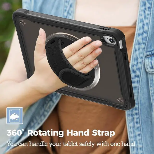 Alt view image 4 of 7 - ProCase for iPad 11th Generation A16 2025/iPad 10th Generation Case 10.9 Inch 2022, Heavy Duty Shockproof Rugged Cover with Hand Strap 360 Degree Rotatable Kickstand Protective for iPad 11/10 -Black