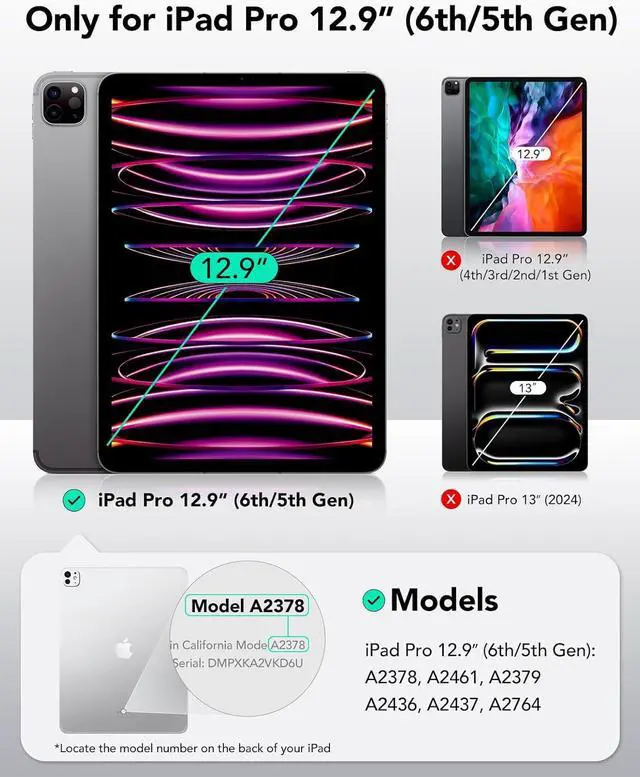 Alt view image 2 of 7 - ESR for iPad Pro 12.9 Case, 12.9 inch iPad Pro case (2022/2021, 6th/5th Generation), Thin and Lightweight, Yellowing Resistant, Hard Back, Supports Pencil 2, Classic Series, Clear