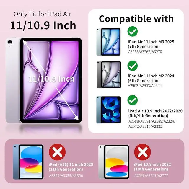 Alt view image 2 of 7 - MoKo for iPad Air 11 inch Case M3/M2 2025/2024, iPad Air 5th/4th Gen 10.9 inch Case 2022/2020 with Pencil Holder, Slim Lightweight Trifold Cover with Hard PC Translucent Back Shell, Pink