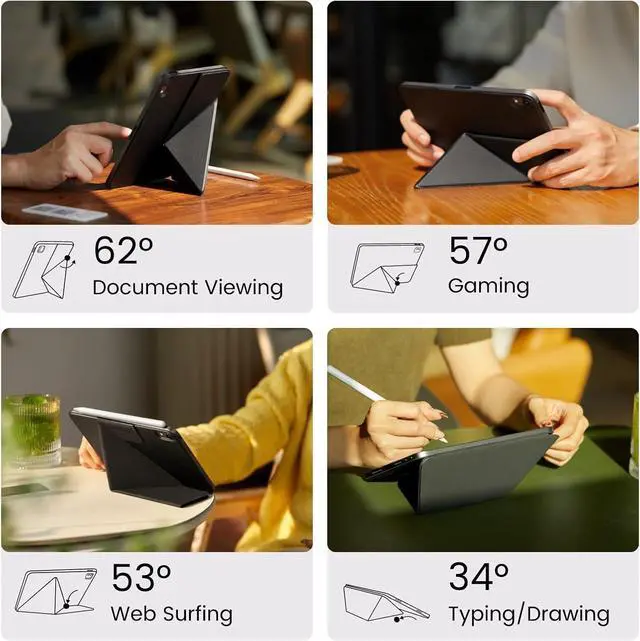 Alt view image 3 of 7 - PITAKA for iPad Mini 7 Case A17 Pro (2024), Compatible with iPad Mini 7 (2024) /iPad Mini 6 (2021), Portrait/Landscape Magnetic Case with Pencil Holder, 4 Standing Angles and - Black