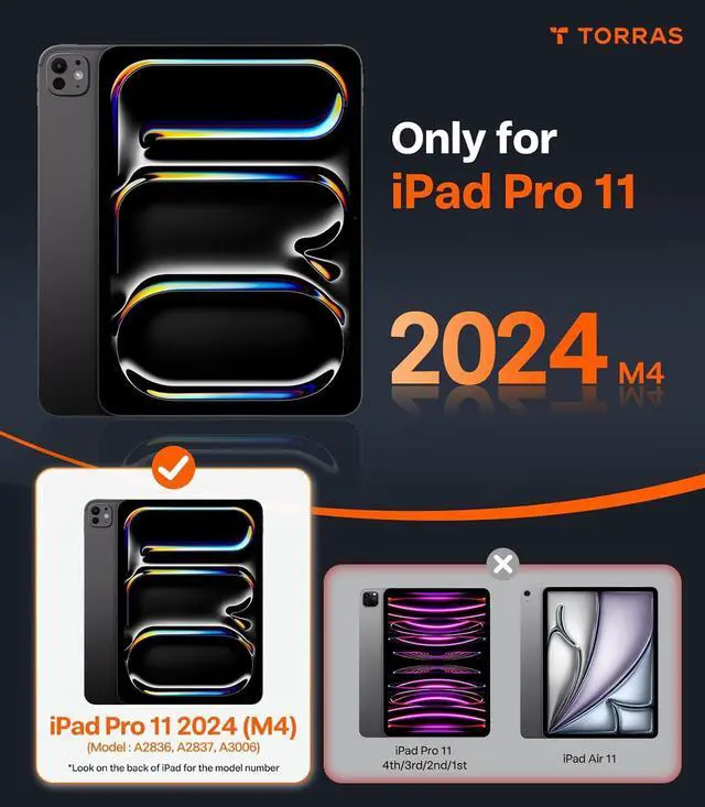 Alt view image 2 of 7 - TORRAS Ostand for iPad Pro 11 inch Case 2024 (M4) Ultra Stable Stand, Multiple Adjustable Viewing Angles, Slim Protective Kickstand Cover, Translucent iPad 11 Pro Case with Pencil Holder, Black