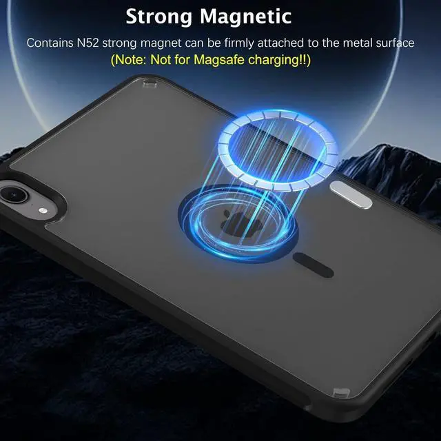 Alt view image 3 of 7 - Telaso for iPad mini 7 A17 Pro 2024/iPad Mini 6 2021 8.3 Inch iPad mini 7th/6th Gen Magnetic Case, Translucent Matte Back Soft TPU Bumper Military Grade Protective Case for iPad mini 7/Mini 6, Black