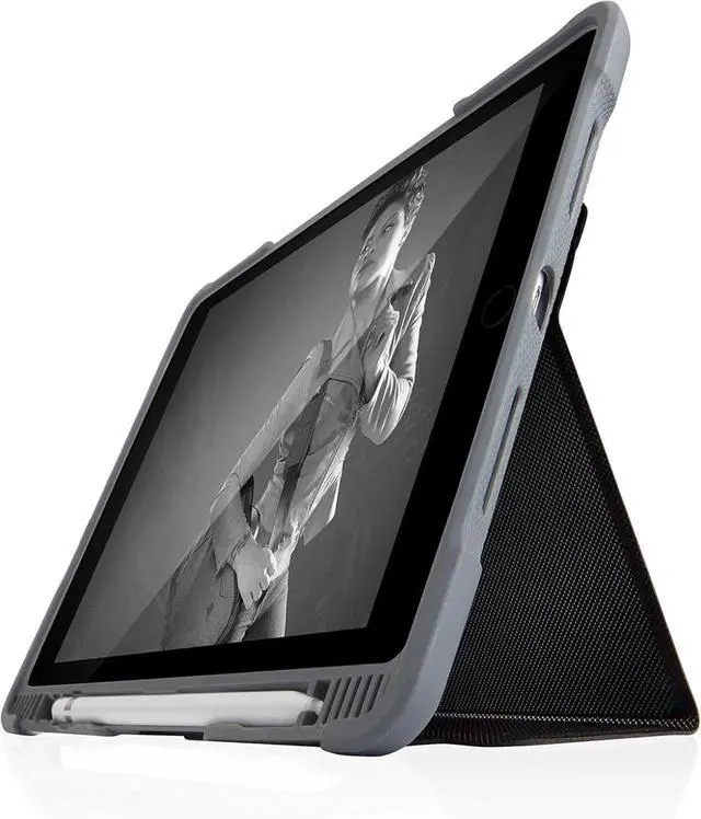 Main image of STM Dux Plus Duo iPad Case 9th/8th/7th Gen 10.2-Inch  Rugged Slim Protective Cover with Clear Back, Pencil Holder, Auto Sleep/Wake Magnetic Cover, Military Grade Drop Tested  Black