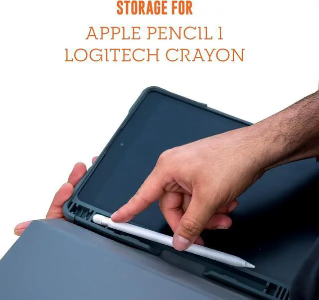 Alt view image 3 of 6 - STM Dux Plus Duo iPad Case 9th/8th/7th Gen 10.2-Inch  Rugged Slim Protective Cover with Clear Back, Pencil Holder, Auto Sleep/Wake Magnetic Cover, Military Grade Drop Tested  Black