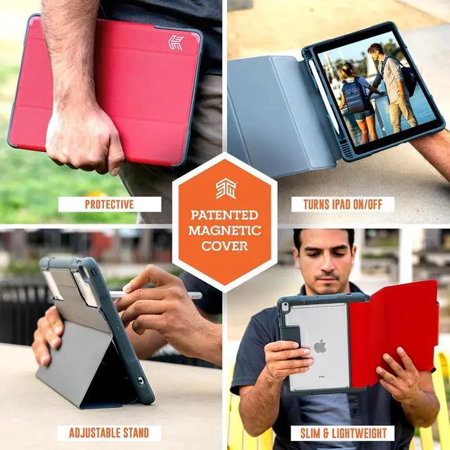 Alt view image 4 of 6 - STM Dux Plus Duo iPad Case 9th/8th/7th Gen 10.2-Inch  Rugged Slim Protective Cover with Clear Back, Pencil Holder, Auto Sleep/Wake Magnetic Cover, Military Grade Drop Tested  Black