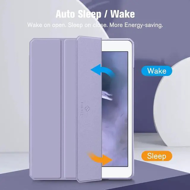 Alt view image 3 of 7 - Fintie Hybrid Slim Case for iPad 9th / 8th / 7th Generation (2021/2020 / 2019) 10.2 Inch - [Built-in Pencil Holder] Shockproof Cover with Clear Transparent Back Shell, Lilac Purple