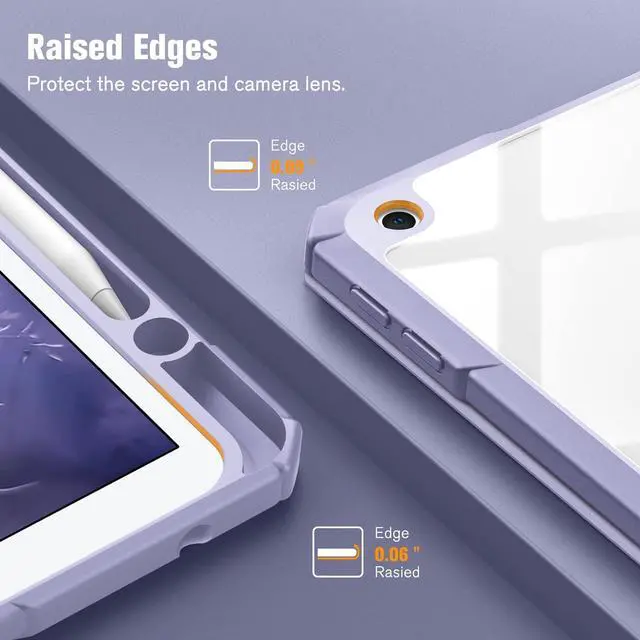 Alt view image 7 of 7 - Fintie Hybrid Slim Case for iPad 9th / 8th / 7th Generation (2021/2020 / 2019) 10.2 Inch - [Built-in Pencil Holder] Shockproof Cover with Clear Transparent Back Shell, Lilac Purple