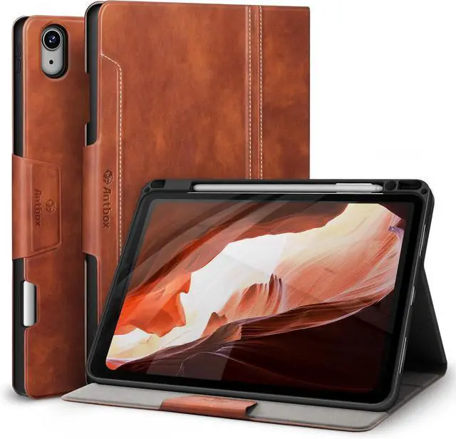 Main image of Antbox Case for iPad Air 11-inch M3 (2025) / M2 (2024), iPad Air 5th/4th Generation 10.9'' Vegan Leather with Pencil Holder Typing Angle Auto Sleep/Wake Muti-Stand (Brown)