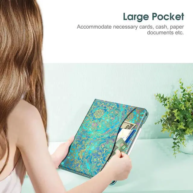 Alt view image 7 of 7 - Fintie Folio Case for iPad Air 13-inch (M3) 2025 / (M2) 2024, Multi-Angle Viewing Protective Stand Cover with Pencil Holder & Pocket, Auto Sleep/Wake, Shades of Blue