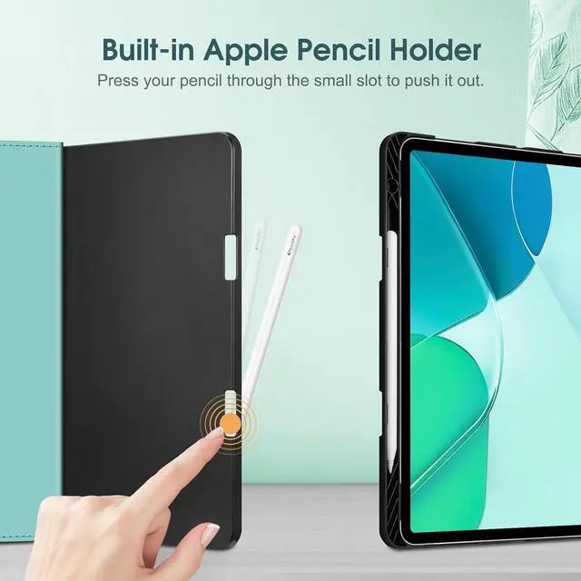 Alt view image 6 of 7 - Fintie Folio Case for iPad Air 13-inch (M3) 2025 / (M2) 2024, Multi-Angle Viewing Protective Stand Cover with Pencil Holder & Pocket, Auto Sleep/Wake, Shades of Blue