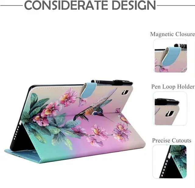 Alt view image 5 of 6 - KEROM Case for iPad 9th/8th/7th Generation iPad 10.2 Case (2021/2020/2019 Model, iPad 9/8/7 Case), PU Leather Folio Folding Stand Cover for iPad 10.2 inch, Auto Wake/Sleep, Hummingbird