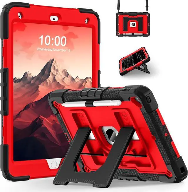 Main image of for iPad 9th/ 8th/ 7th Generation 10.2 Inch Kids Friendly iPad Case 9th Generation with Pencil Holder,Heavy Duty Shockproof Cover for i Pad 9th/8th/7th Gen 2021/2020/ 2019,Black Red