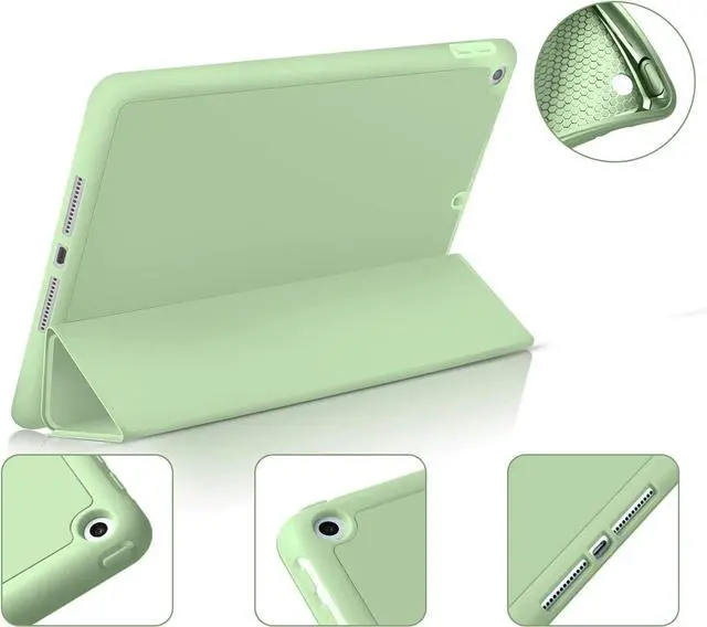 Alt view image 4 of 7 - kenke Case for iPad 9th/8th/7th Generation 10.2 inch, Slim Lightweight Trifold Stand Smart Case with Pencil Holder, Auto Sleep/Wake Soft TPU Back Cover for iPad 10.2 2021/2020/2019, Green
