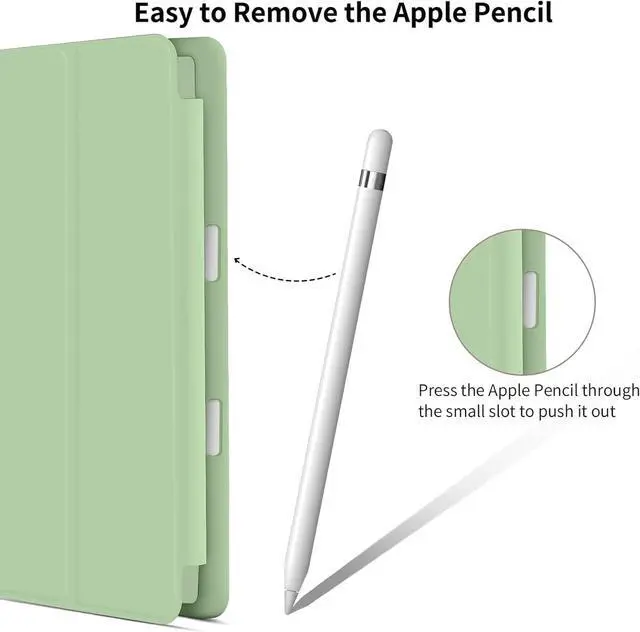 Alt view image 5 of 7 - kenke Case for iPad 9th/8th/7th Generation 10.2 inch, Slim Lightweight Trifold Stand Smart Case with Pencil Holder, Auto Sleep/Wake Soft TPU Back Cover for iPad 10.2 2021/2020/2019, Green