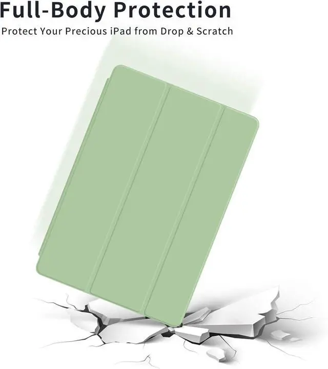 Alt view image 6 of 7 - kenke Case for iPad 9th/8th/7th Generation 10.2 inch, Slim Lightweight Trifold Stand Smart Case with Pencil Holder, Auto Sleep/Wake Soft TPU Back Cover for iPad 10.2 2021/2020/2019, Green