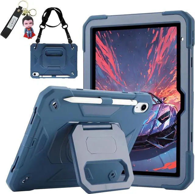 Main image of for iPad (A16) 11th Generation 11 Inch 2025/iPad 10th Generation Case 10.9 Inch 2022 with 360 Rotating Grip Magic Stand,Pen Slot/Key Chain/Shoulder Strap,Case for iPad 10th Gen (Navy Blue)