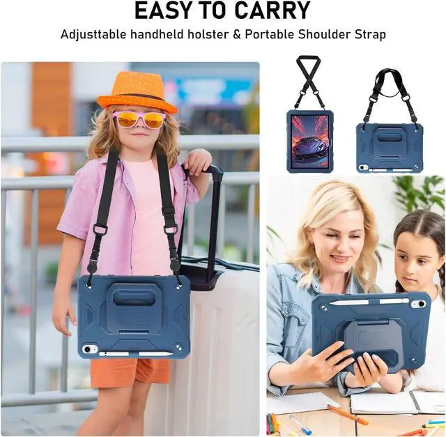 Alt view image 6 of 7 - for iPad (A16) 11th Generation 11 Inch 2025/iPad 10th Generation Case 10.9 Inch 2022 with 360 Rotating Grip Magic Stand,Pen Slot/Key Chain/Shoulder Strap,Case for iPad 10th Gen (Navy Blue)