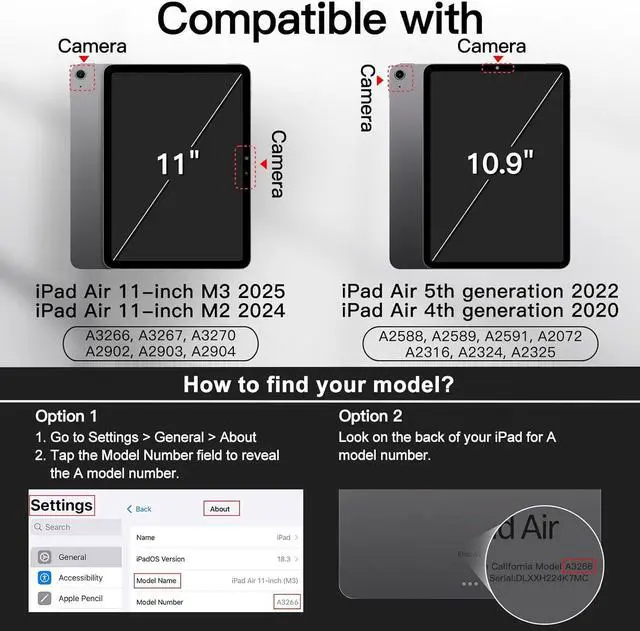 Alt view image 2 of 6 - JETech Case for iPad Air 11-Inch M3/M2 (2025/2024), iPad Air 5/4 (2022/2020 5th/4th 10.9-Inch) with Pencil Holder, Slim Folio Stand Protective Tablet Cover, Multi-Angle Viewing (Black)