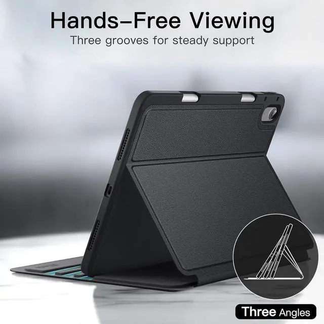 Alt view image 3 of 6 - JETech Case for iPad Air 11-Inch M3/M2 (2025/2024), iPad Air 5/4 (2022/2020 5th/4th 10.9-Inch) with Pencil Holder, Slim Folio Stand Protective Tablet Cover, Multi-Angle Viewing (Black)