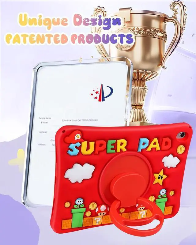 Alt view image 4 of 6 - Cute for iPad A16 Case/for iPad 10th Generation/11 Inch Case - Silicone 3D Design for Girls Women Teens Girly Kawaii Funny Cartoon Soft Stand with Lanyard, Red