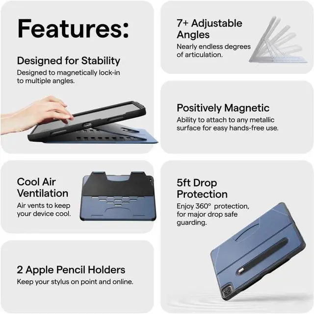 Alt view image 7 of 7 - ZUGU CASE for 10.2 Inch iPad 7th / 8th / 9th Generation Case (2021/2020/2019), Protective, Thin, Sleek Design, Magnetic Stand, Sleep/Wake Cover, Magnetic Cover, Black