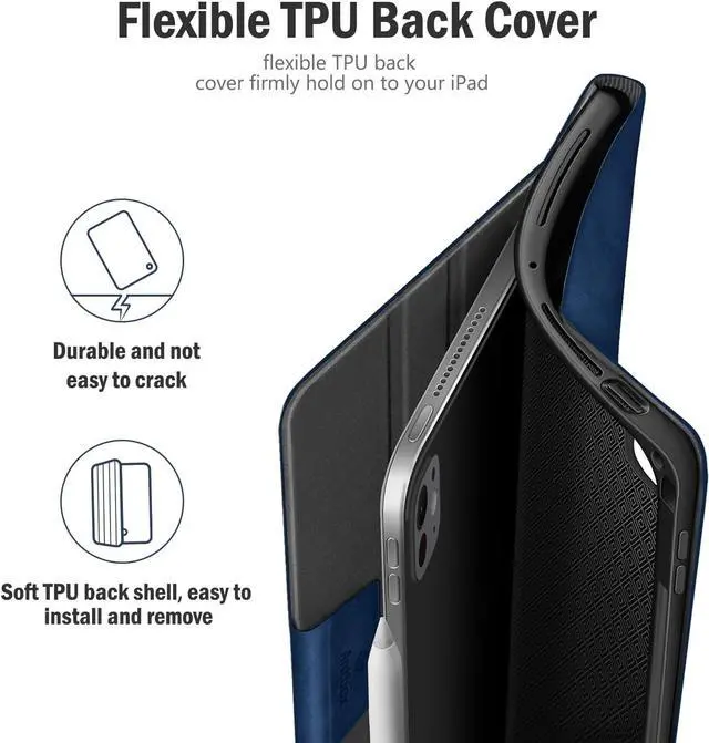 Alt view image 6 of 7 - Antbox for iPad Pro 13 Inch Case M4(2024), Built-in Pencil Holder, Supports Pencil Pro/(USB-C), Auto Sleep/Wake, PU Leather (Blue)