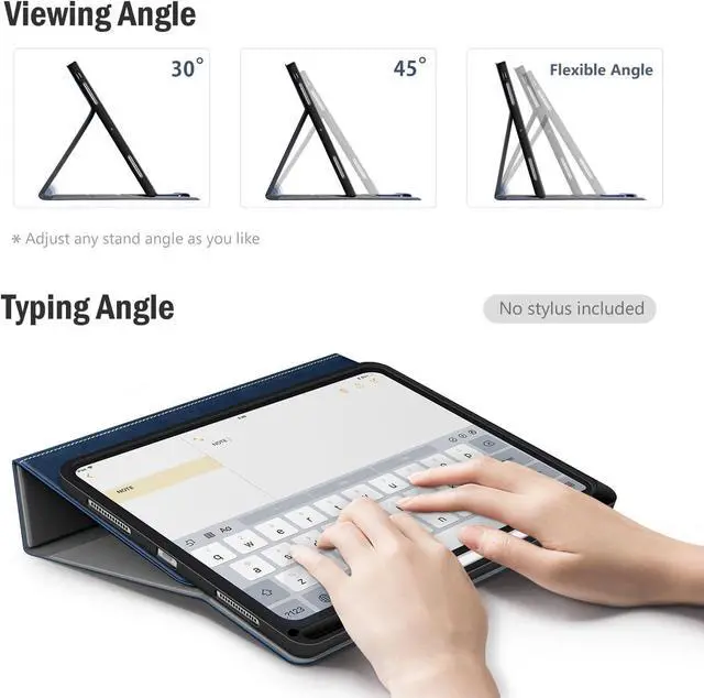 Alt view image 7 of 7 - Antbox for iPad Pro 13 Inch Case M4(2024), Built-in Pencil Holder, Supports Pencil Pro/(USB-C), Auto Sleep/Wake, PU Leather (Blue)