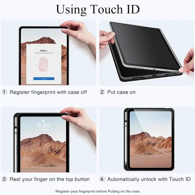 Alt view image 6 of 7 - Antbox Case for iPad (A16) 11th (11'')/ 10th Generation (10.9'') High Grade Skin-Touch Vegan Leather with Built-in Pencil Holder Auto Sleep/Wake Function (Tan)