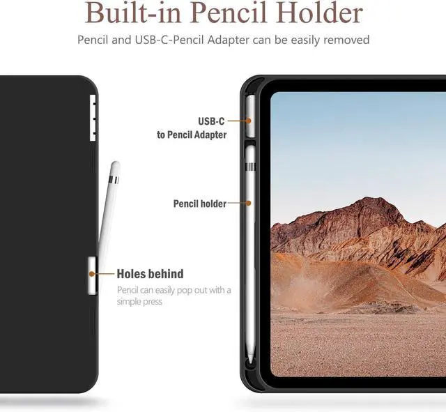 Alt view image 7 of 7 - Antbox Case for iPad (A16) 11th (11'')/ 10th Generation (10.9'') High Grade Skin-Touch Vegan Leather with Built-in Pencil Holder Auto Sleep/Wake Function (Tan)