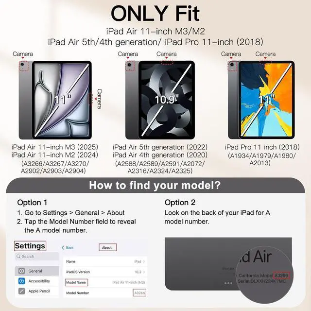 Alt view image 2 of 6 - JETech Magnetic Case for iPad Air 11-Inch M3/M2 (2025/2024), iPad Air 5/4 (2022/2020 5th/4th 10.9-Inch), iPad Pro 11 (2018), Magnetic Attachment, Slim Tablet Cover (Starlight)