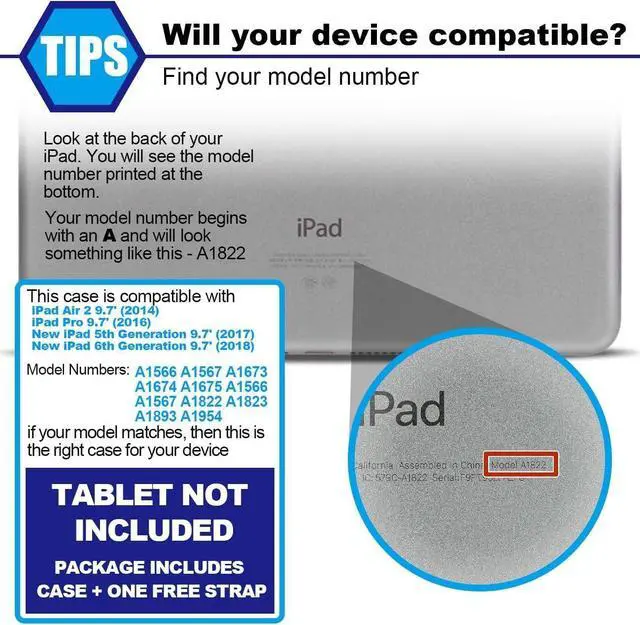 Alt view image 2 of 7 - BMOUO Case for iPad 6th/5th Generation Case (9.7 inch, 2018/2017), 360°Rotating Stand, Hand/Shoulder Strap Shockproof iPad 9.7 Case for iPad Air 2, Black