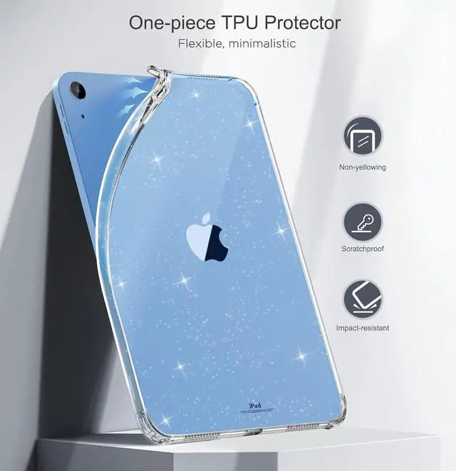 Alt view image 3 of 7 - MoKo Clear Case for iPad (A16) 11th Generation 2025 11-inch/10th Generation 2022 10.9 inch, Lightweight Soft TPU, Anti-Scratch Ultra Clear Tablet Cover, Shockproof Impact Resistant, Clear Glitter