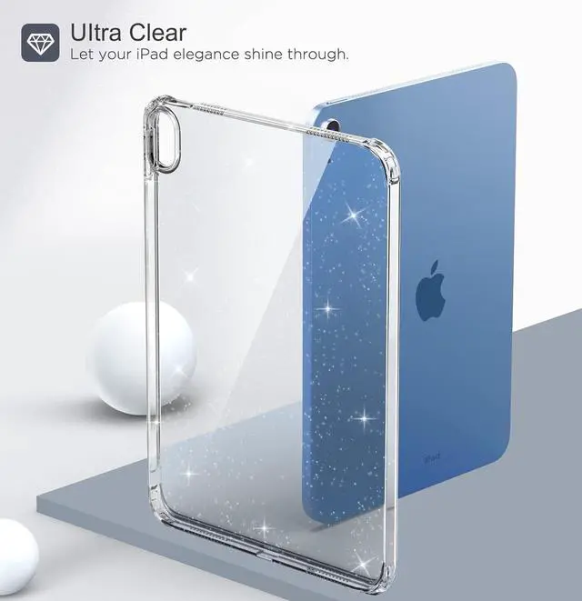 Alt view image 6 of 7 - MoKo Clear Case for iPad (A16) 11th Generation 2025 11-inch/10th Generation 2022 10.9 inch, Lightweight Soft TPU, Anti-Scratch Ultra Clear Tablet Cover, Shockproof Impact Resistant, Clear Glitter
