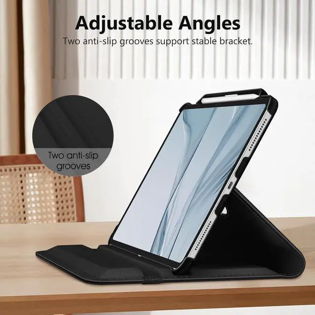 Alt view image 5 of 7 - Fintie Rotating Case for iPad Pro 13-inch (M4) 2024 with Pencil Holder - 360 Degree Swiveling Protective Stand Cover with Auto Wake/Sleep, Black
