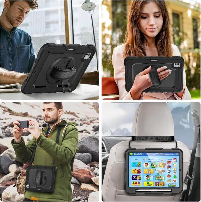 Alt view image 5 of 6 - Herize Case for iPad Pro 13 Inch with Screen Protector Pen Holder | Case Compatible with iPad Pro 7th Generation Supports Apple Pencil Charge | Shockproof Silicone Protective Cover W/Shoulder Strap