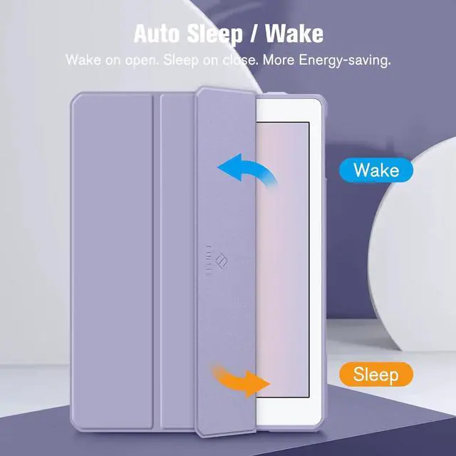 Alt view image 3 of 7 - Fintie Hybrid Slim Case for iPad 6th / 5th Generation (2018/2017), iPad Air 2 / Air 1 (9.7 Inch) - [Built-in Pencil Holder] Shockproof Cover with Clear Transparent Back Shell, Lilac Purple