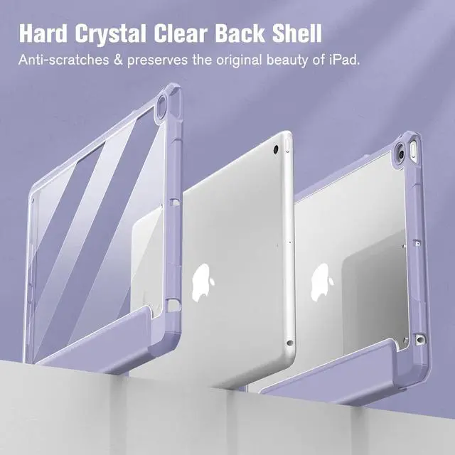 Alt view image 6 of 7 - Fintie Hybrid Slim Case for iPad 6th / 5th Generation (2018/2017), iPad Air 2 / Air 1 (9.7 Inch) - [Built-in Pencil Holder] Shockproof Cover with Clear Transparent Back Shell, Lilac Purple