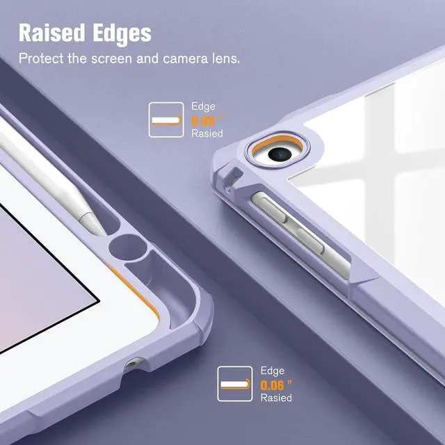 Alt view image 7 of 7 - Fintie Hybrid Slim Case for iPad 6th / 5th Generation (2018/2017), iPad Air 2 / Air 1 (9.7 Inch) - [Built-in Pencil Holder] Shockproof Cover with Clear Transparent Back Shell, Lilac Purple