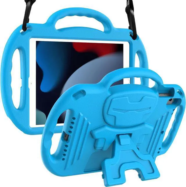 Main image of LTROP Kids Case for iPad 9th/8th/7th Generation (10.2 inch, 2021/2020/2019), iPad 10.2" Protective Case with Shoulder Strap Handle Stand for iPad 7th/8th/9th Gen, Blue