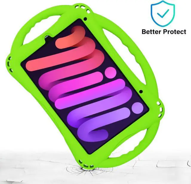 Alt view image 2 of 7 - TopEsct Kids Case for iPad mini 7 (A17 Pro) 2024 /iPad Mini6 2021, Shockproof Silicone Cover with Handle Stand for 8.3" iPad mini 6th/7th Gen,Green