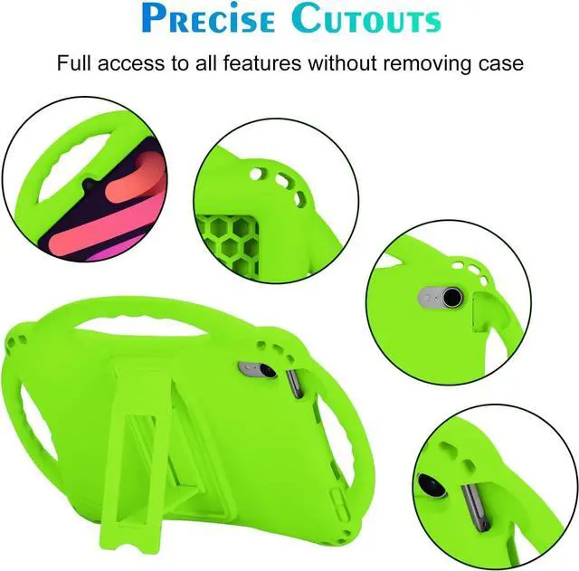 Alt view image 4 of 7 - TopEsct Kids Case for iPad mini 7 (A17 Pro) 2024 /iPad Mini6 2021, Shockproof Silicone Cover with Handle Stand for 8.3" iPad mini 6th/7th Gen,Green