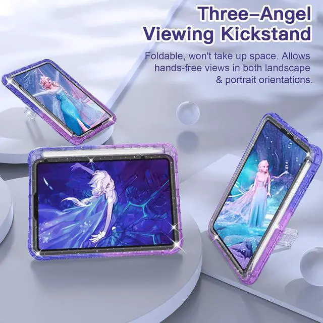 Alt view image 5 of 7 - Case for iPad mini A17 Pro, for iPad mini 7th/6th Generation Case 8.3 inch 2024/2021 with Pencil Holder/Stand, Slim Cover for i Pad Mini 7/6 (Clear Glitter/Gradient Blue Purple)