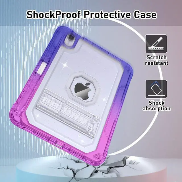 Alt view image 6 of 7 - Case for iPad mini A17 Pro, for iPad mini 7th/6th Generation Case 8.3 inch 2024/2021 with Pencil Holder/Stand, Slim Cover for i Pad Mini 7/6 (Clear Glitter/Gradient Blue Purple)